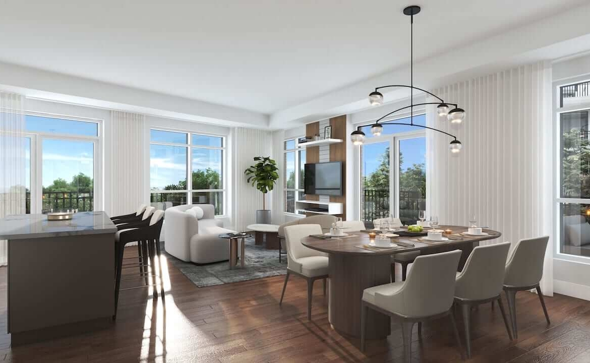 Rendering of The Residences at Bronte Lakeside interior suite living room