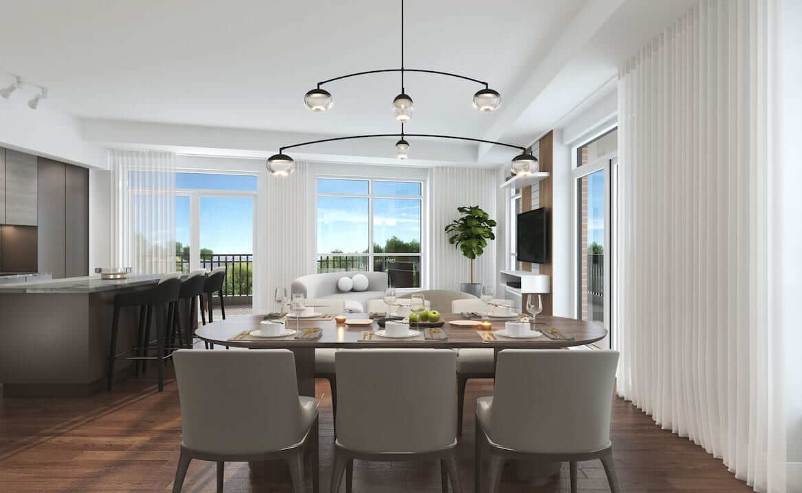 Rendering of The Residences at Bronte Lakeside interior suite dining area