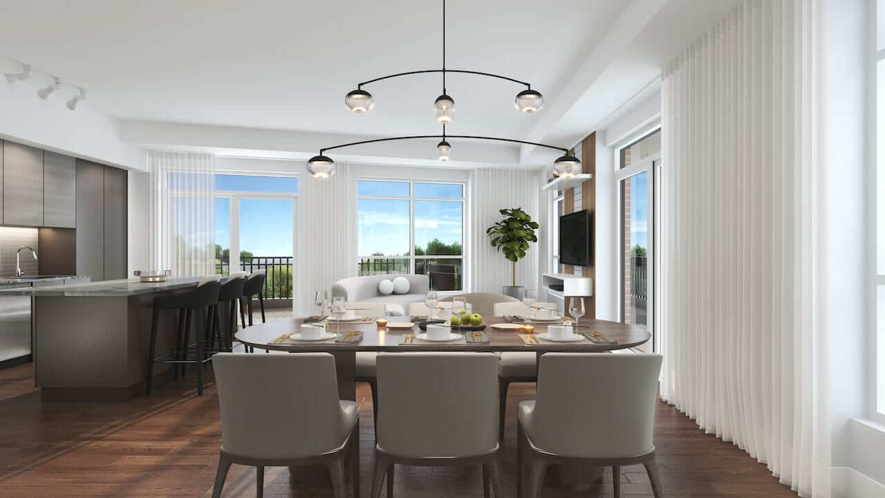 Rendering of The Residences at Bronte Lakeside interior suite dining area