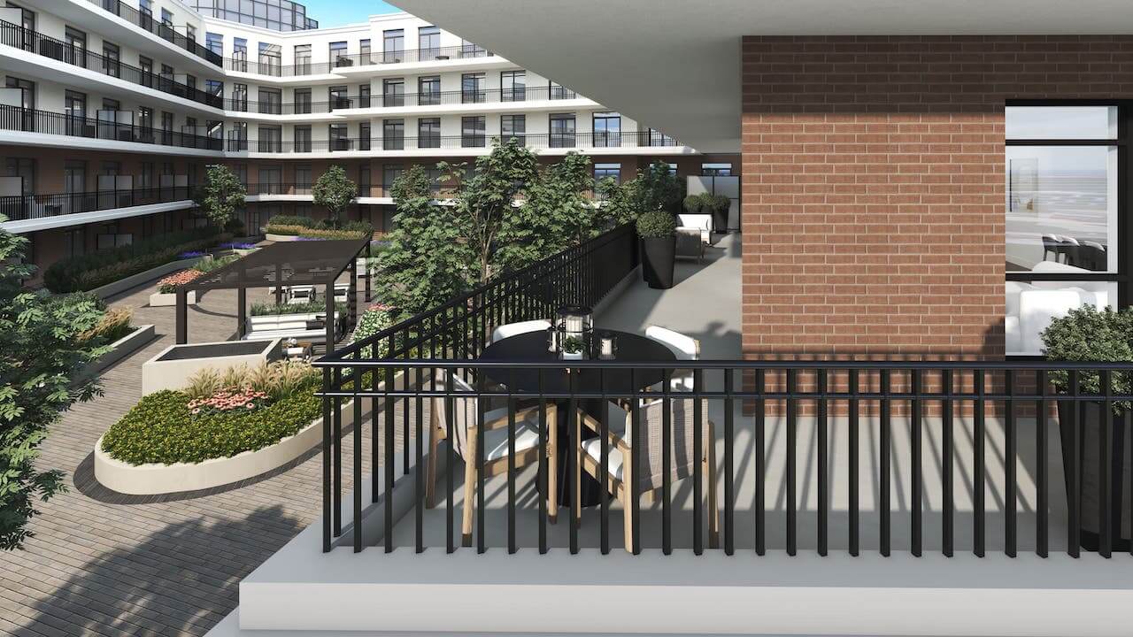 Rendering of The Residences at Bronte Lakeside exterior suite terrace