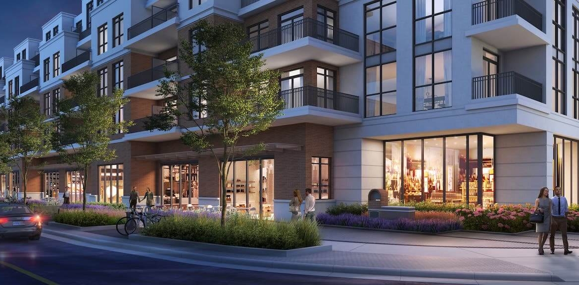 Rendering of The Residences at Bronte Lakeside exterior retail