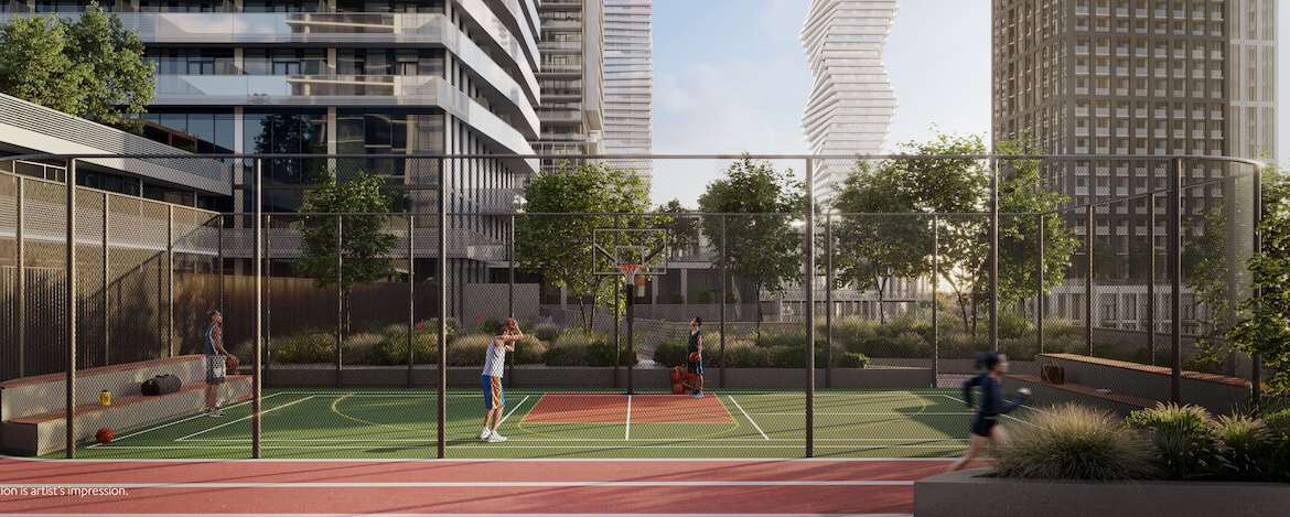 Rendering of M6 Condos multi purpose sports court