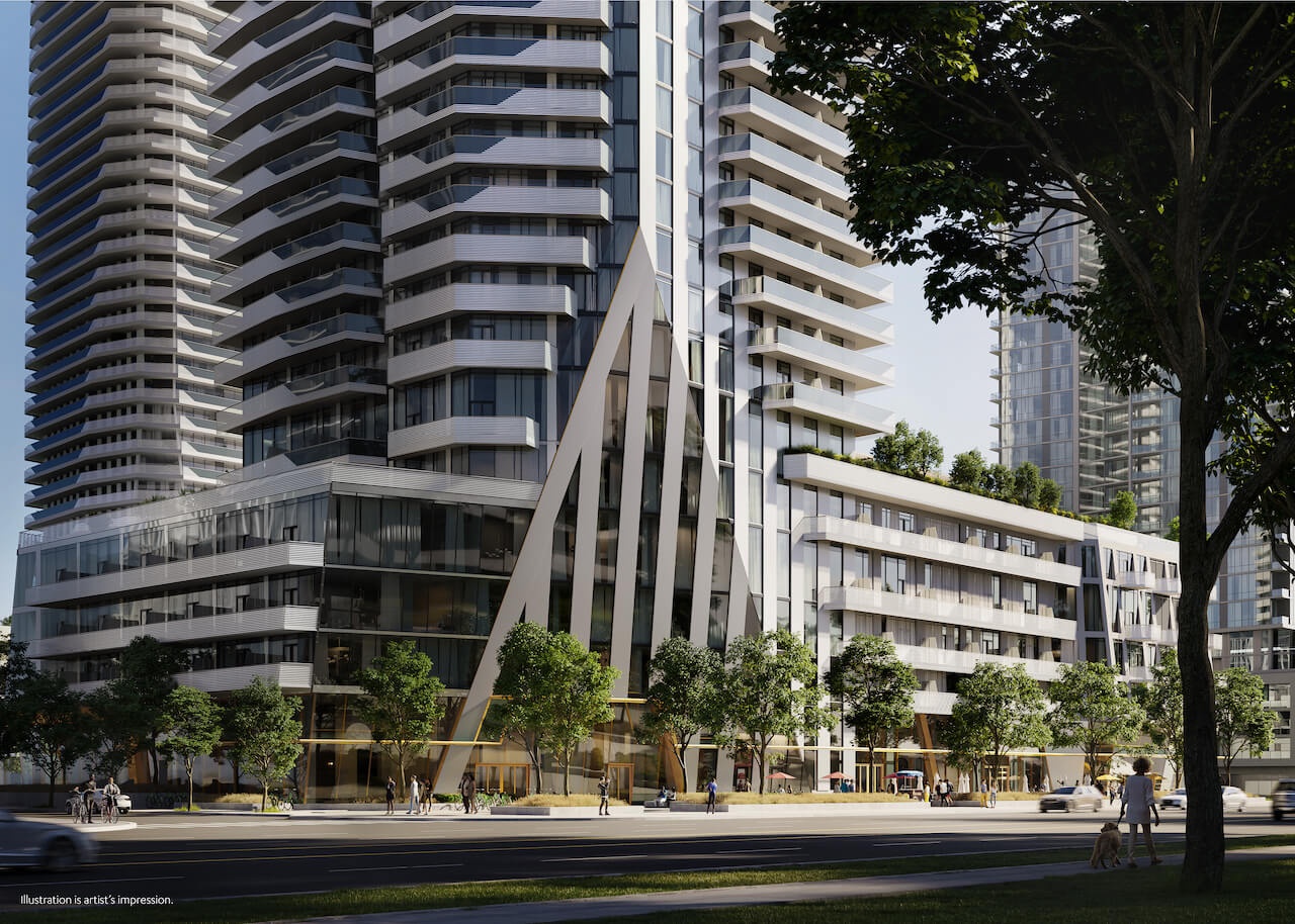 Rendering of M6 Condos streetscape