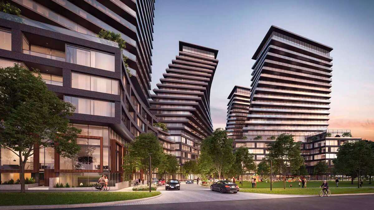 The 9Hundred Condos exterior rendering at night