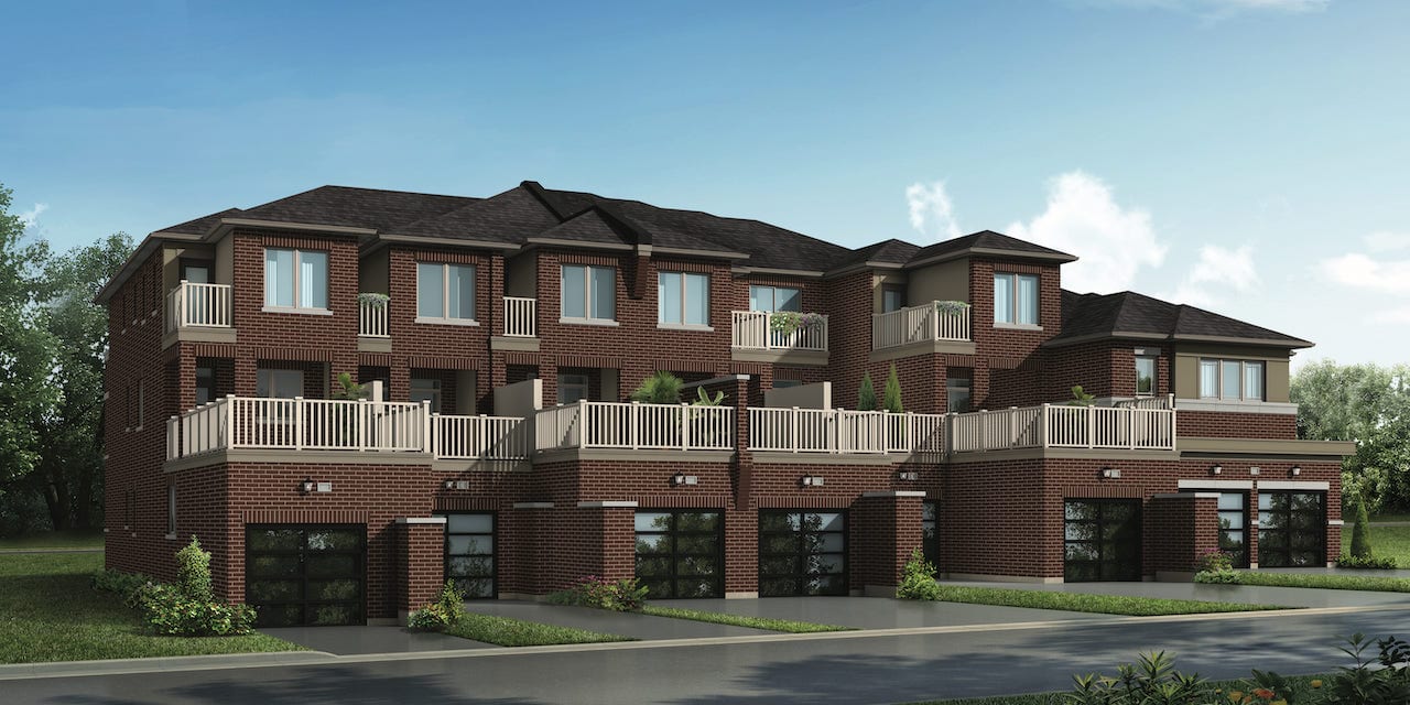 Rendering of New Seaton exterior town homes front view