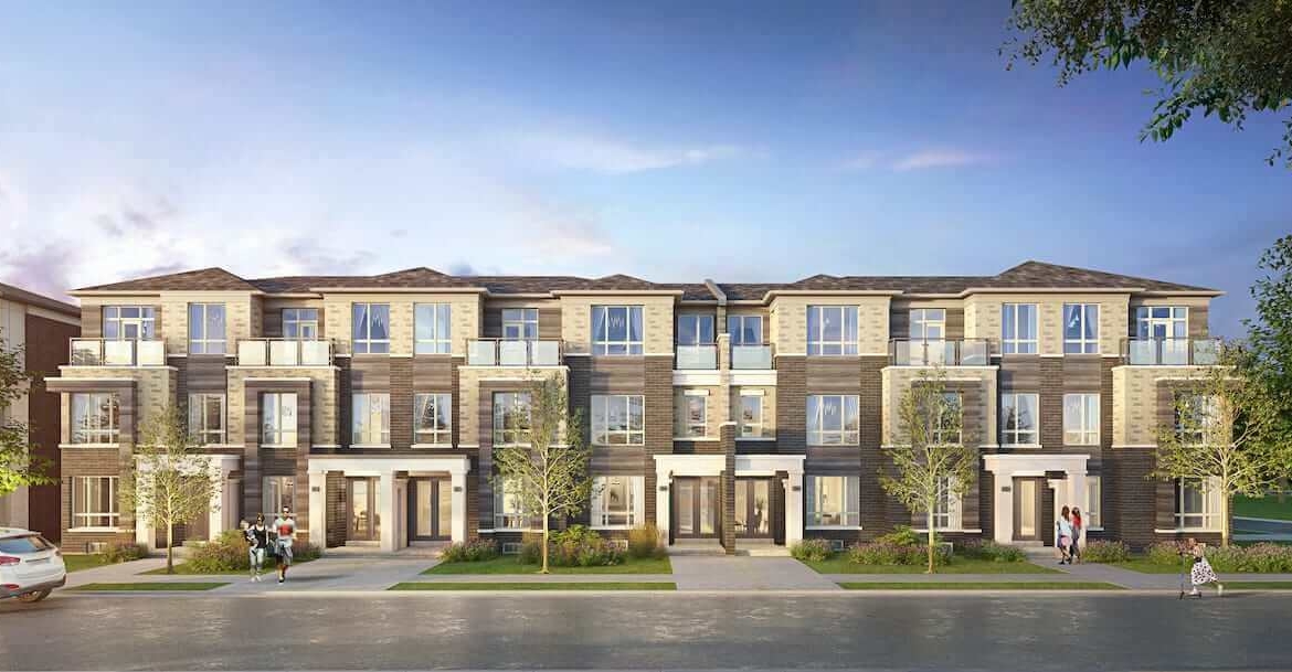 Rendering of NAVA Oakville freehold towns block 16 elevation a