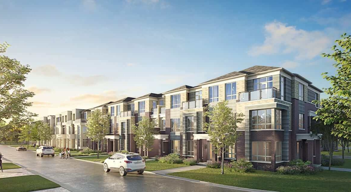 Rendering of NAVA Oakville freehold towns block 16 elevation a