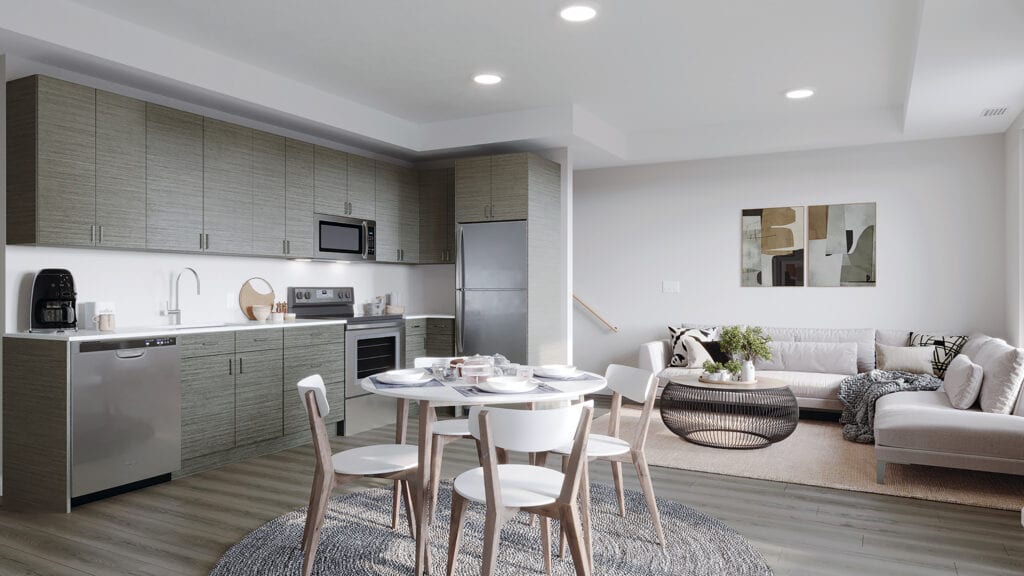 Rendering of Marquis Modern Towns suite interior dining area
