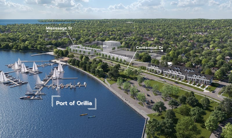 Aerial map of Sunshine Harbour in Orillia