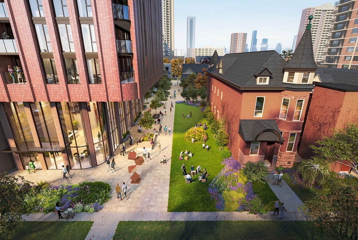 Rendering of 135 Isabella Condos courtyard exterior greenery