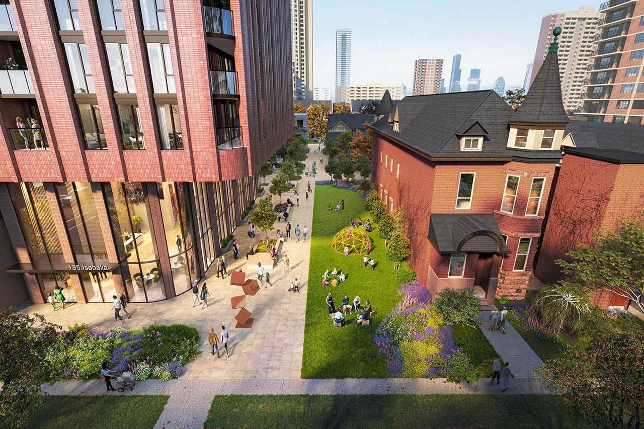 Rendering of 135 Isabella Condos courtyard exterior greenery