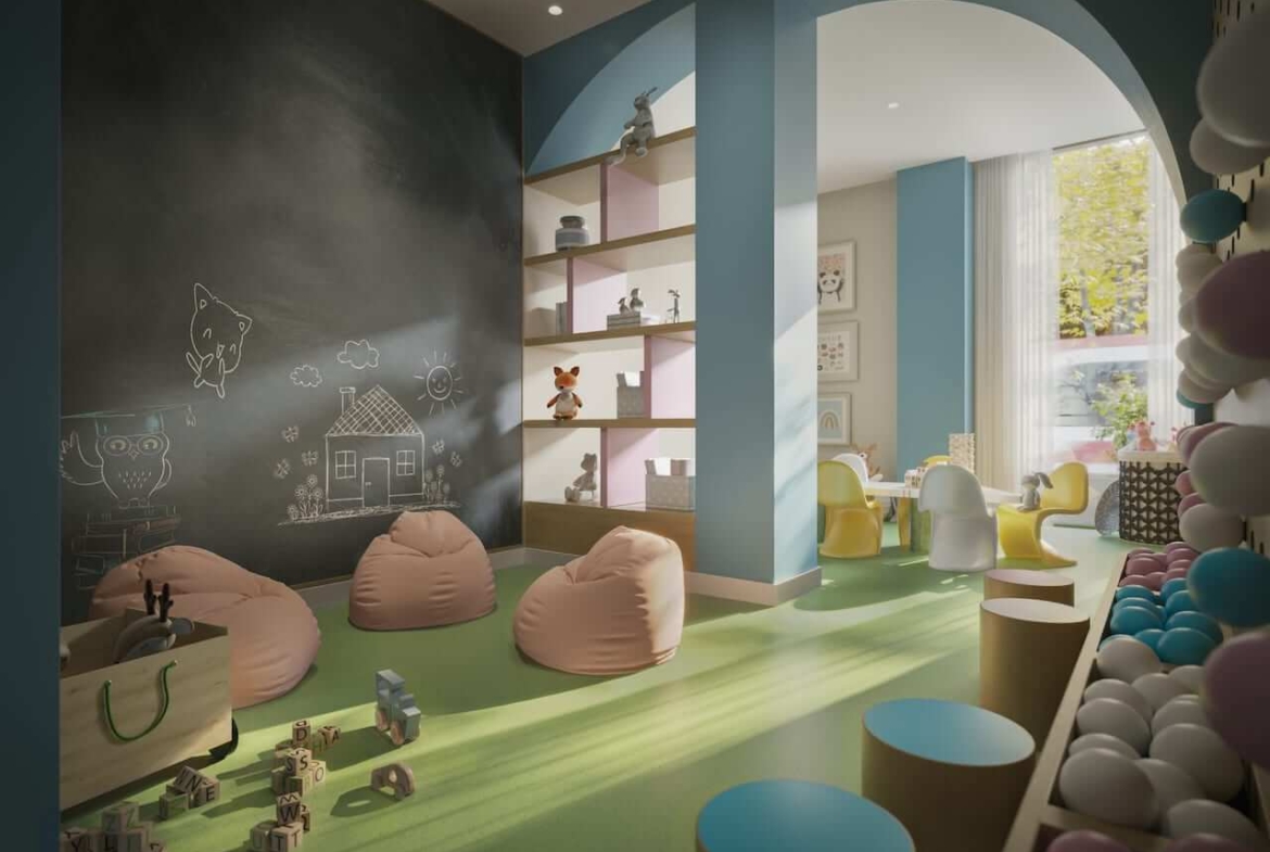 Rendering of 8 Temple Condos kids room