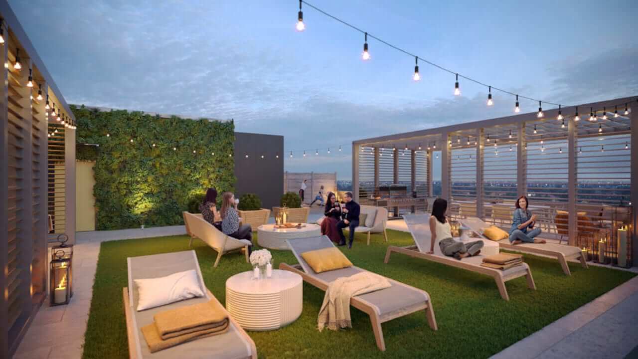 Rendering of Flex Condos rooftop terrace