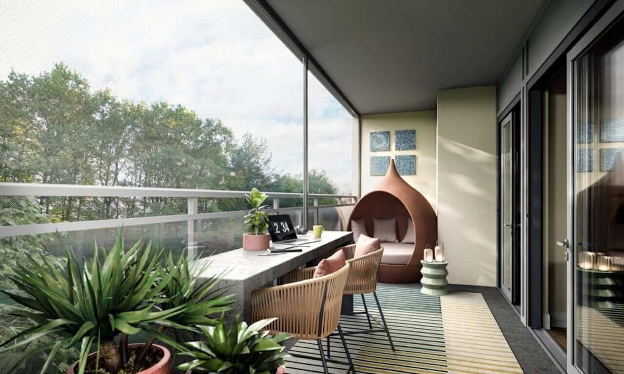 Rendering of Flex Condos suite balcony