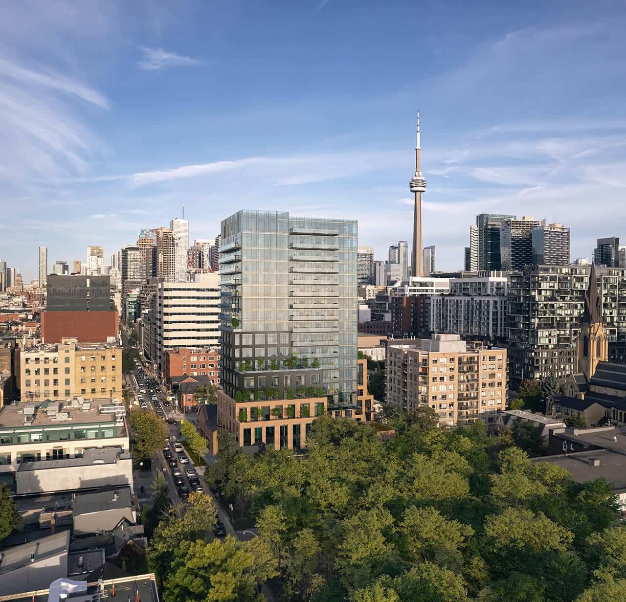 Rendering of Reside on Richmond exterior View of Toronto CN Tower