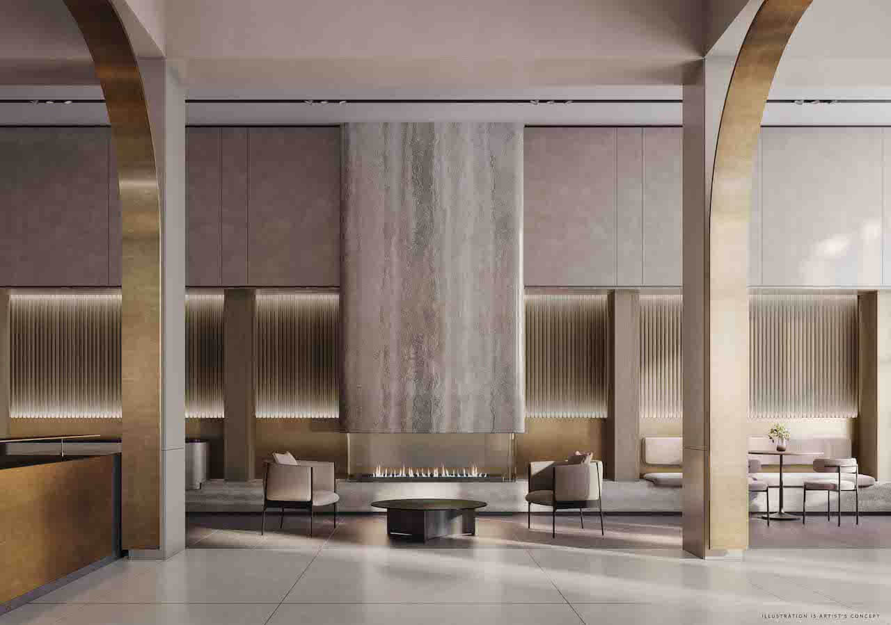 Rendering of Arcadia District Condos building C lobby interior
