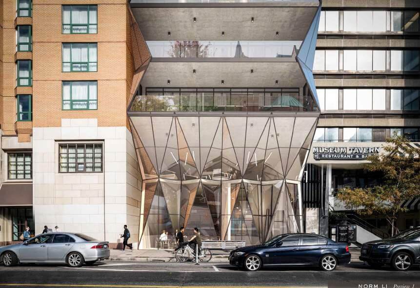 Rendering of 210 Bloor West Condos exterior front view close up