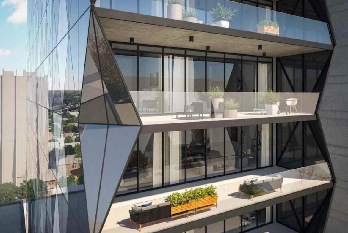 Rendering of 210 Bloor West Condos exterior siding close up