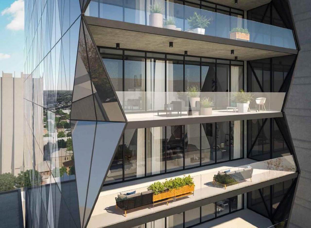 Rendering of 210 Bloor West Condos exterior siding close up