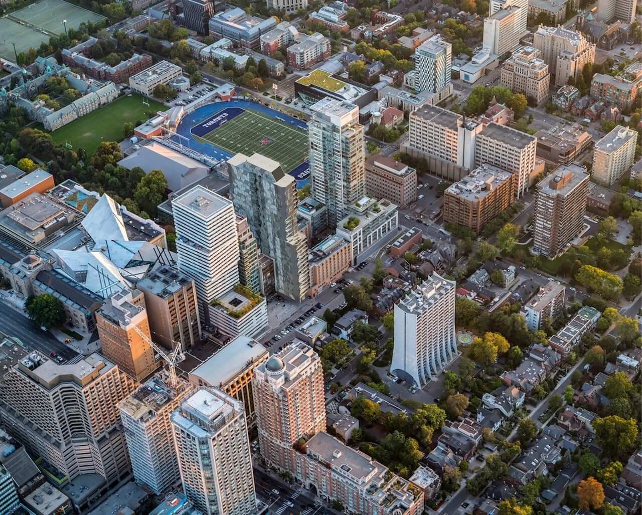 Rendering of 210 Bloor West Condos aerial