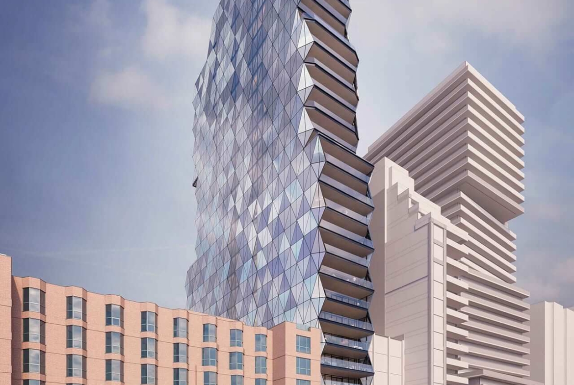 Rendering of 210 Bloor West Condos side view exterior