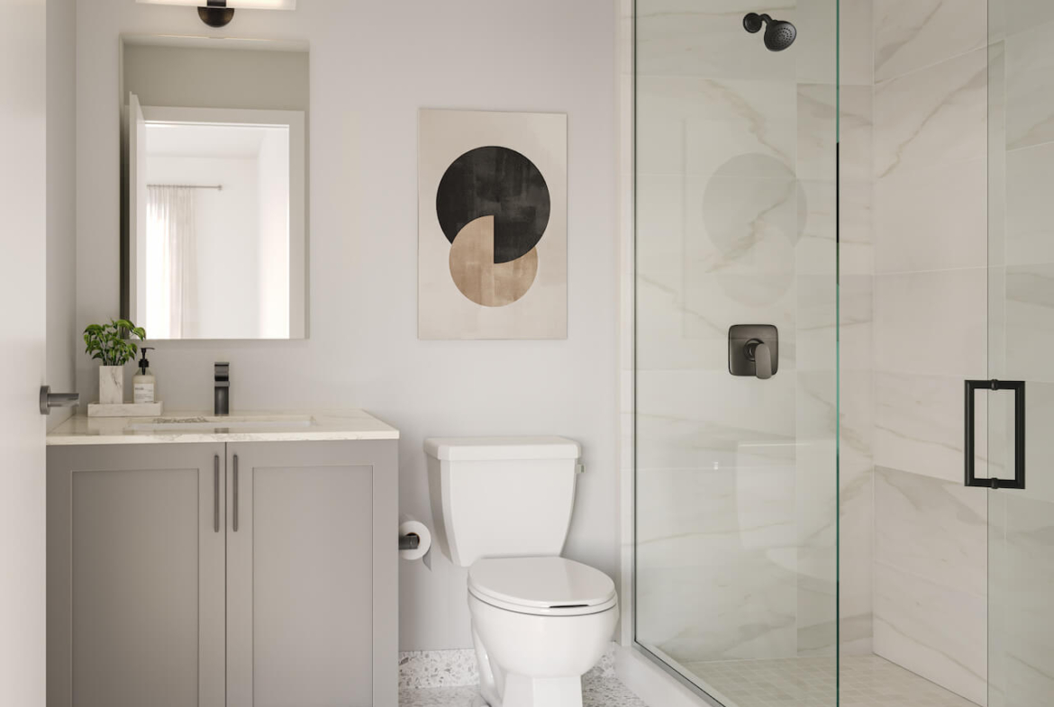 Rendering of BLVD Q suite interior bathroom
