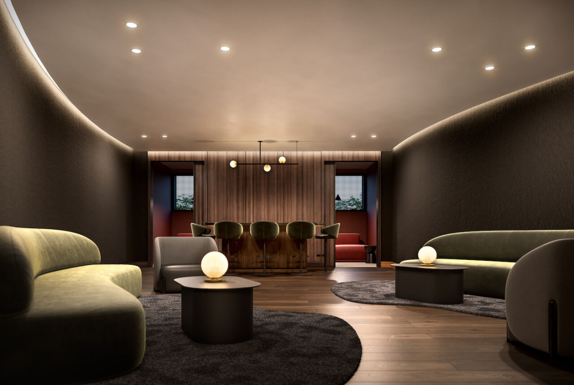 Rendering of BLVD Q condos event space