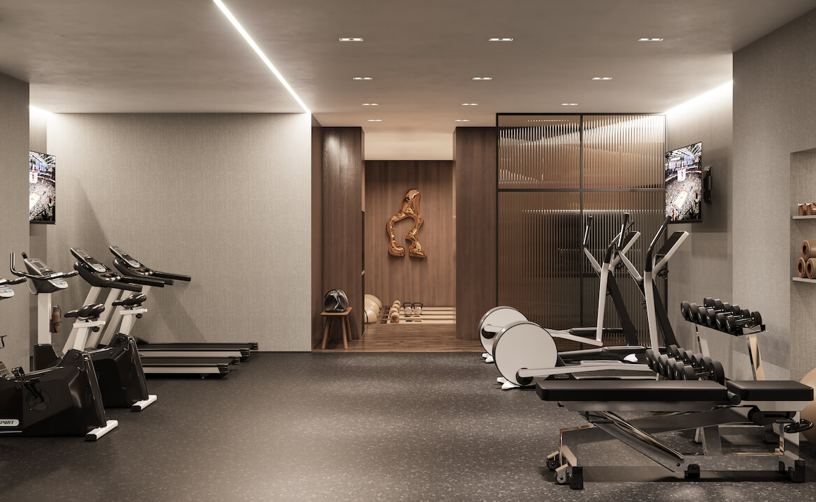 Rendering of BLVD Q condos fitness centre