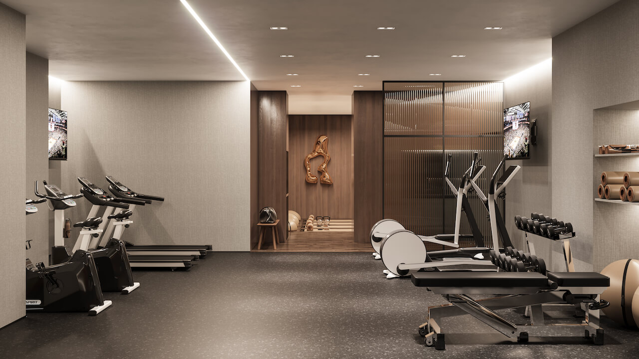 Rendering of BLVD Q condos fitness centre
