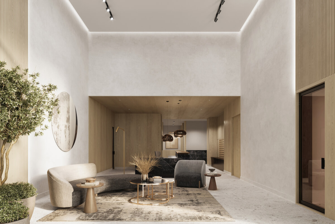 Rendering of BLVD Q interior lobby