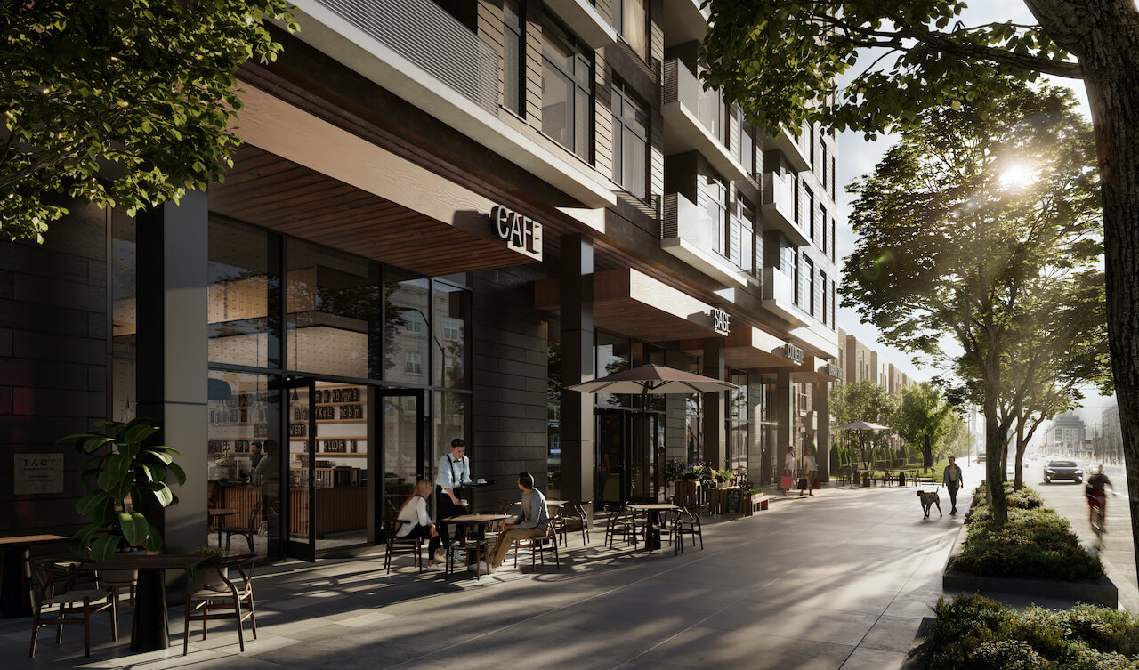 Rendering of BLVD Q exterior streetview