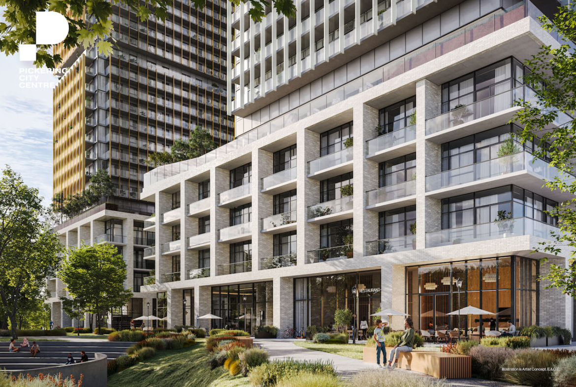 Rendering of Pickering City Centre Condos podium exterior