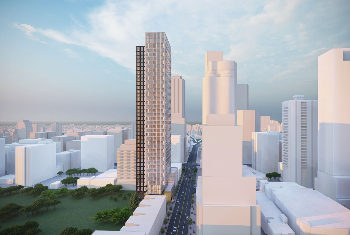 Rendering of The Hill Condos exterior side view