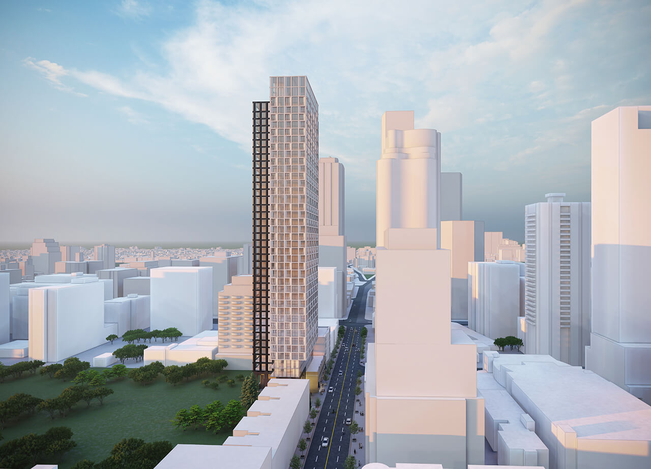 Rendering of The Hill Condos exterior side view
