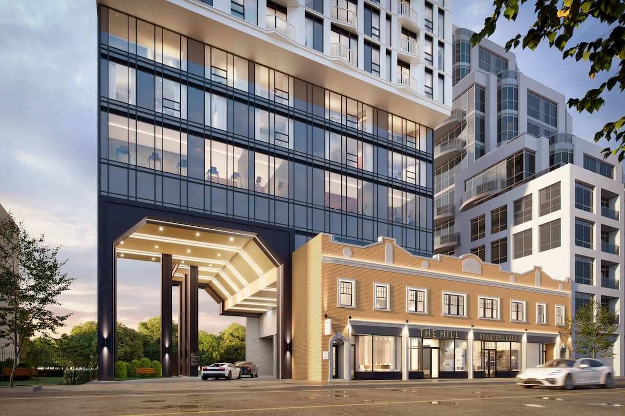 Rendering of The Hill Residences podium exterior