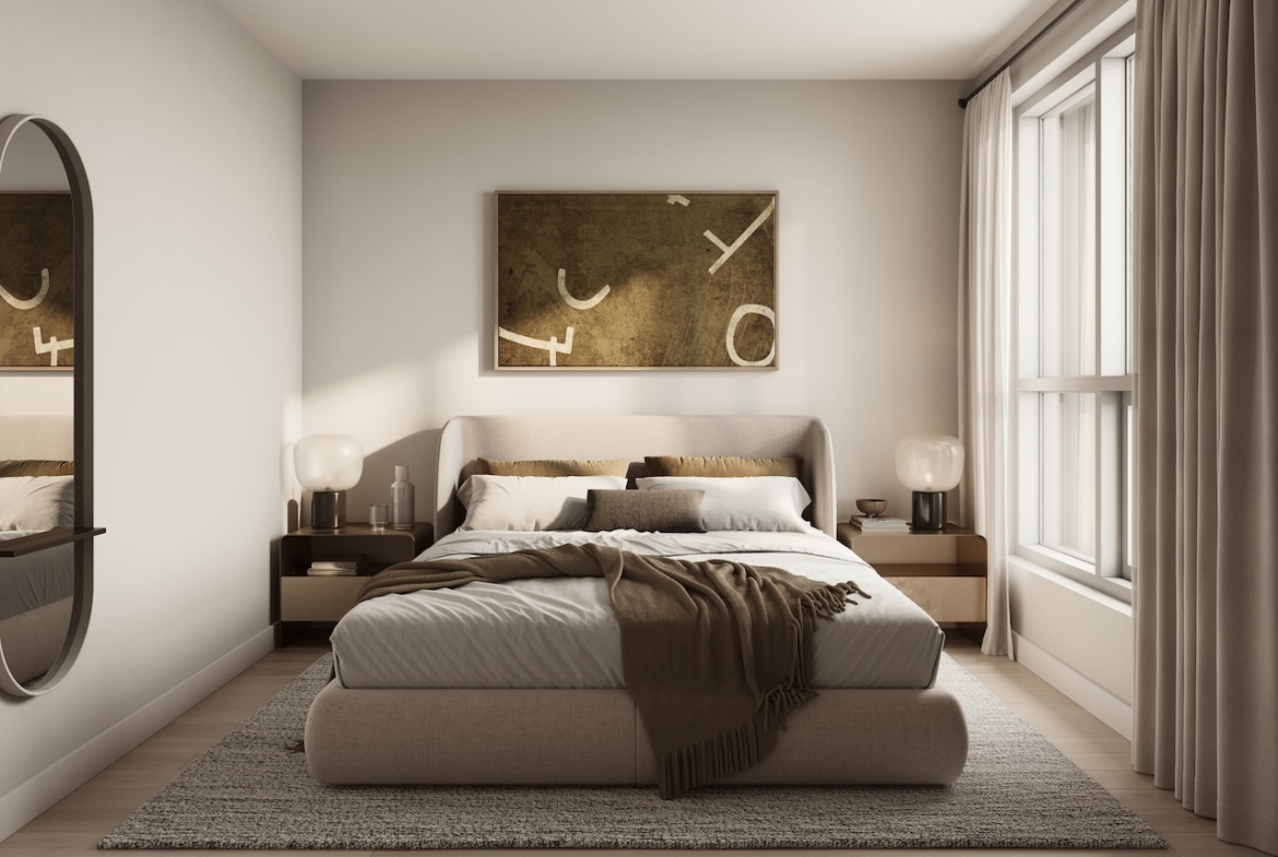 Rendering of ClockWork 3 suite Bedroom interior