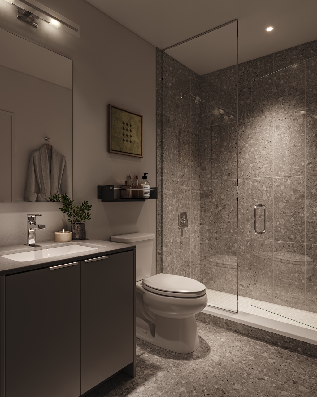 Rendering of ClockWork 3 interior suite bathroom