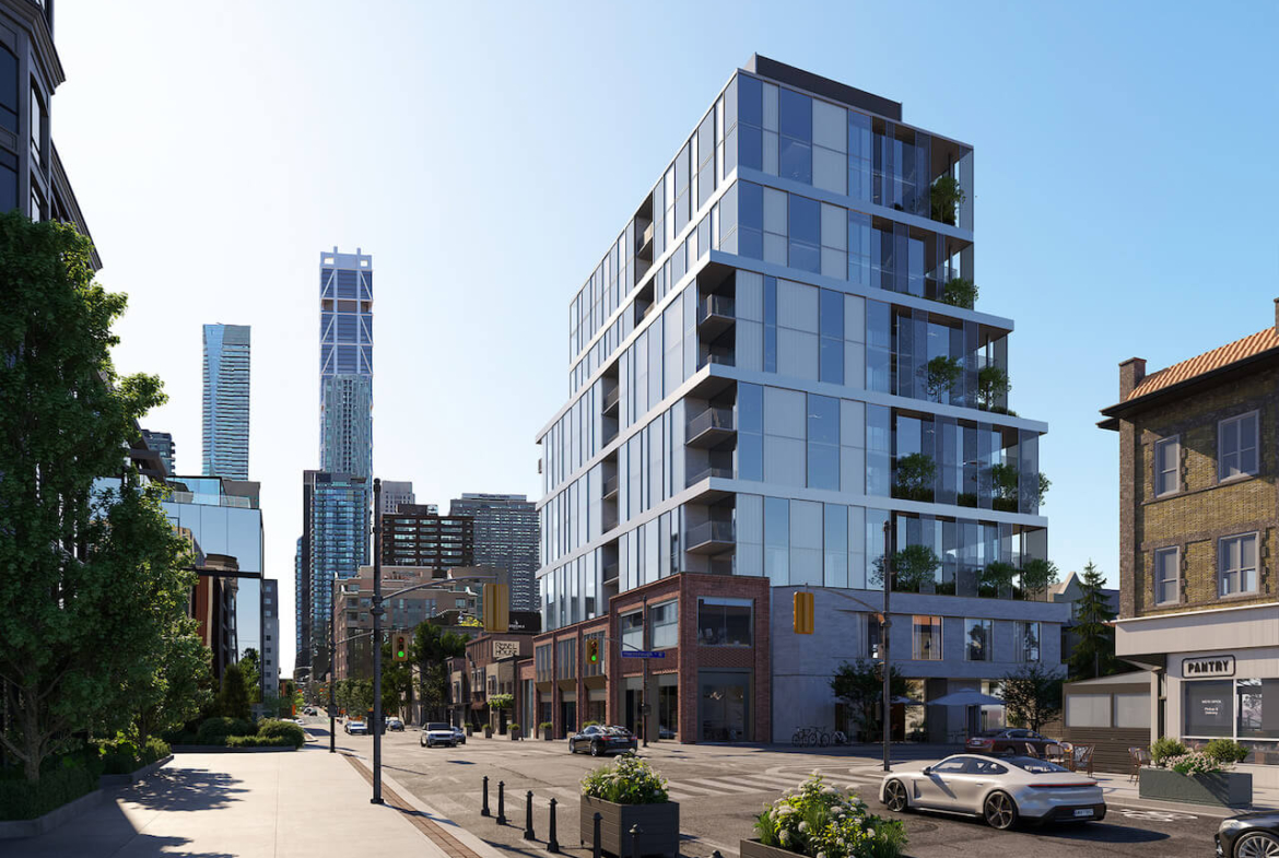 Rendering of One Roxborough West Condos exterior side view