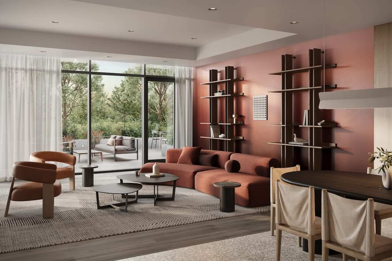 Rendering of ClockWork Condos 3 entertainment lounge