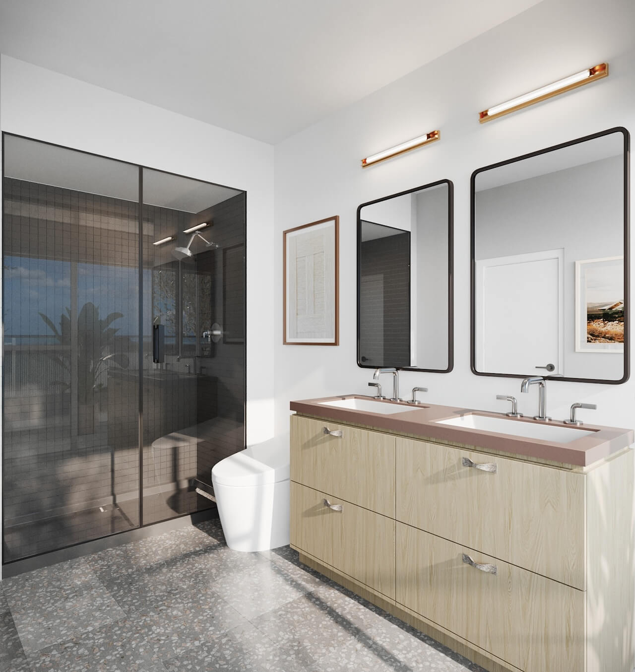 Rendering of Lily at Crosstown Condos suite interior bathroom