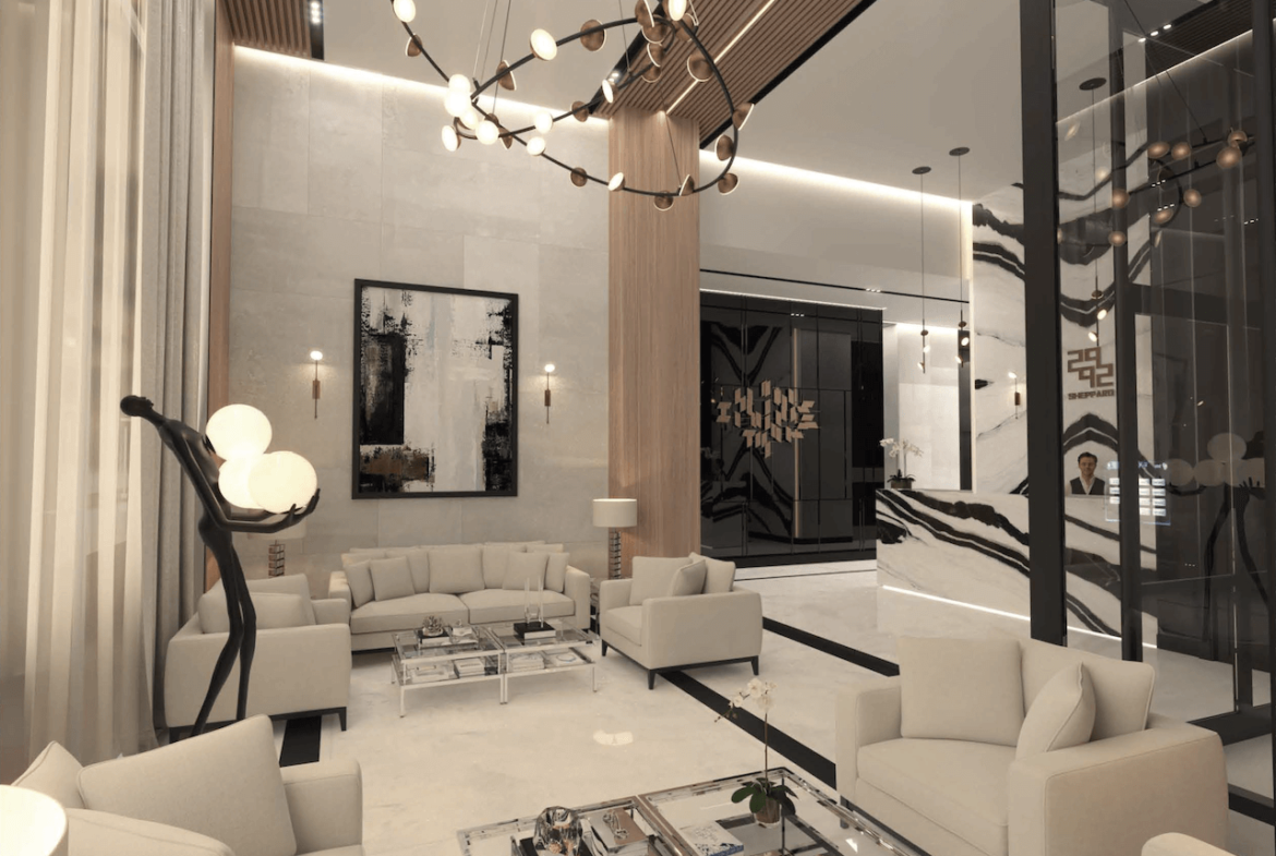 Rendering of 2992 Sheppard Condos Lobby Hero 1 Night