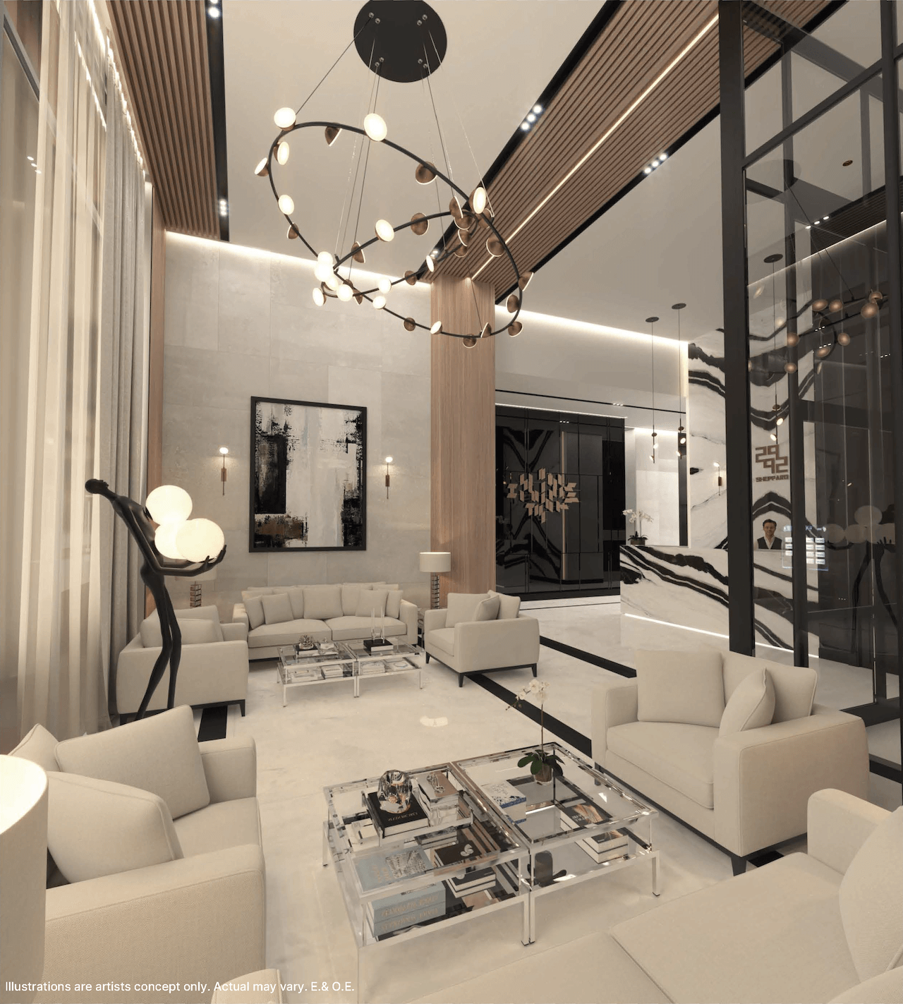 Rendering of 2992 Sheppard Condos Lobby Hero 1 Night