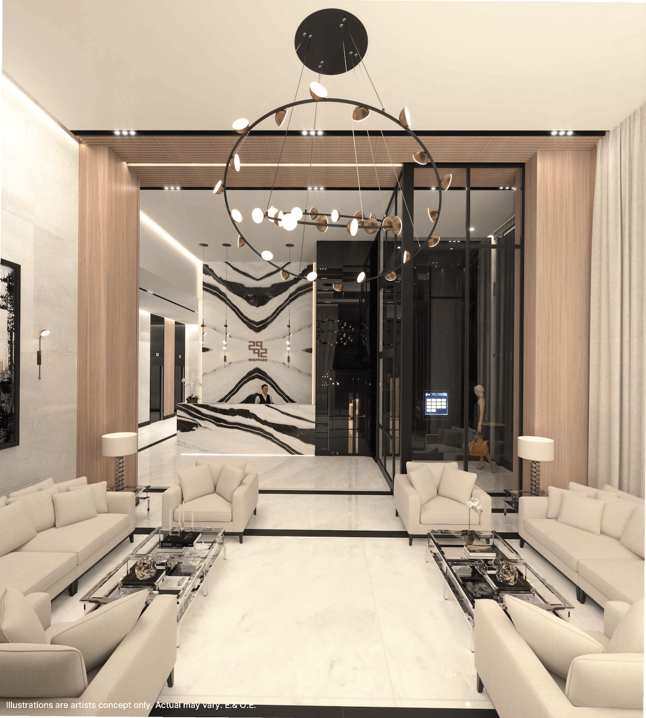 Rendering of 2992 Sheppard Condos Lobby Hero 2 Night