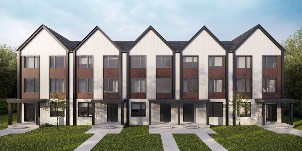 Rendering of Aria Towns exterior front view