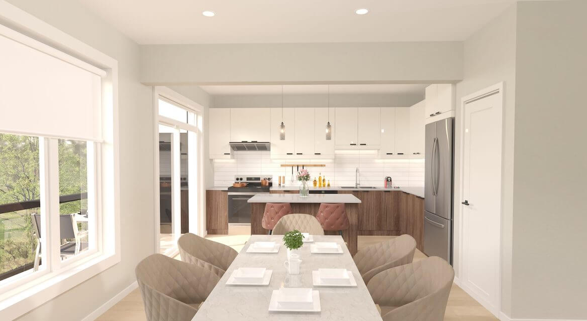 Rendering of Aria Towns interior dining room