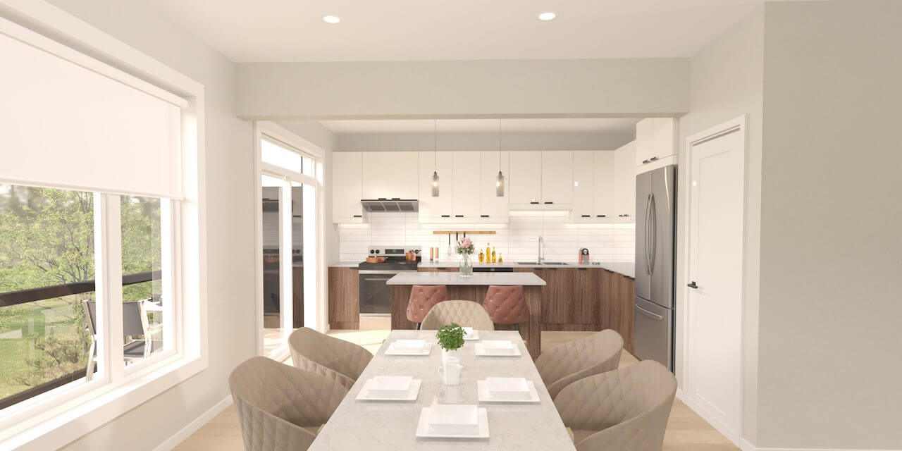 Rendering of Aria Towns interior dining room