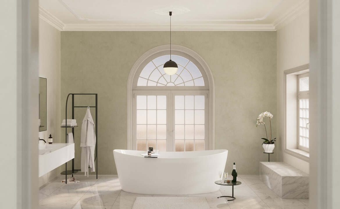 Rendering of 2992 Sheppard Condos suite interior ensuite with tub