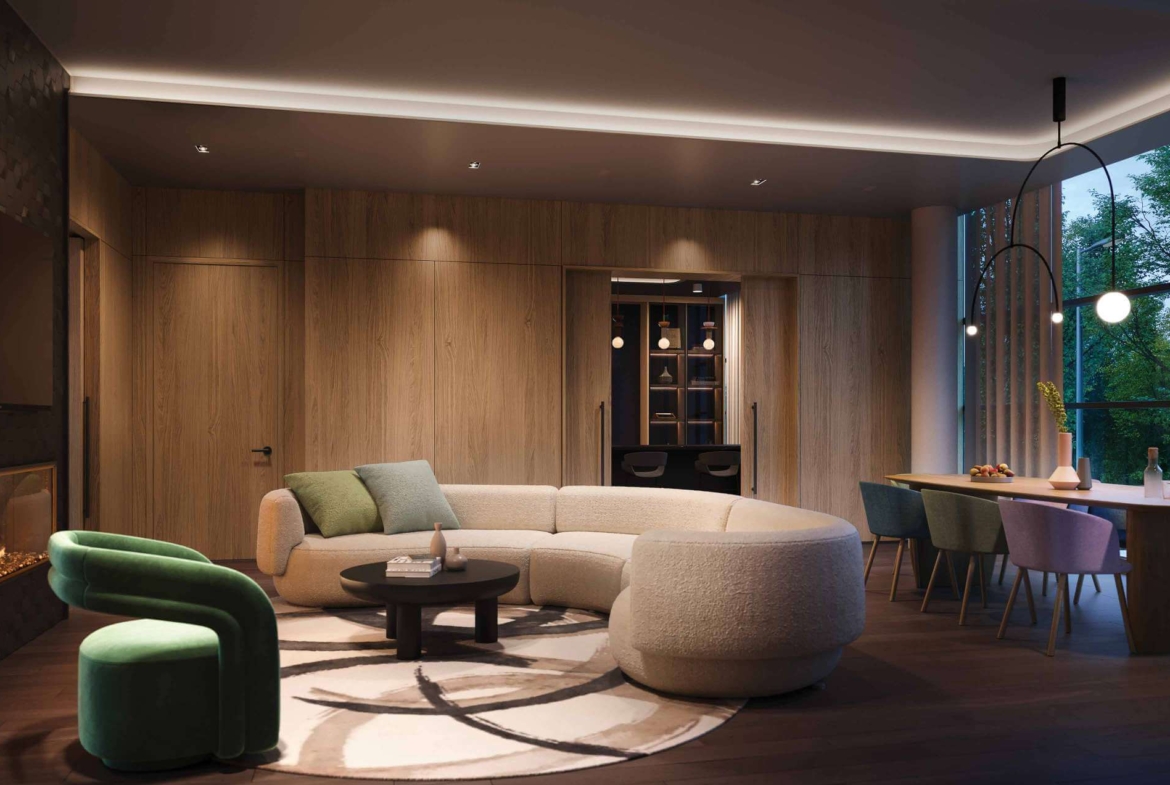 Mile and Creek Phase 3 Condos suite interior party room with lounge