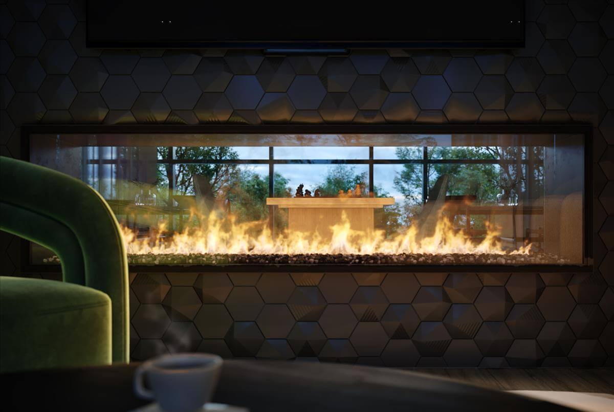 Mile and Creek Phase 3 Condos suite interior fireplace