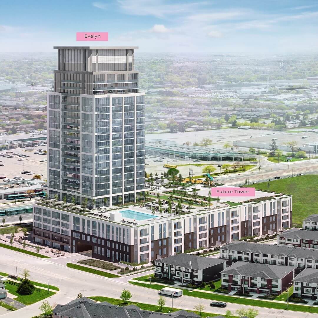 Evelyn at Rise and Rose Condos aerial view